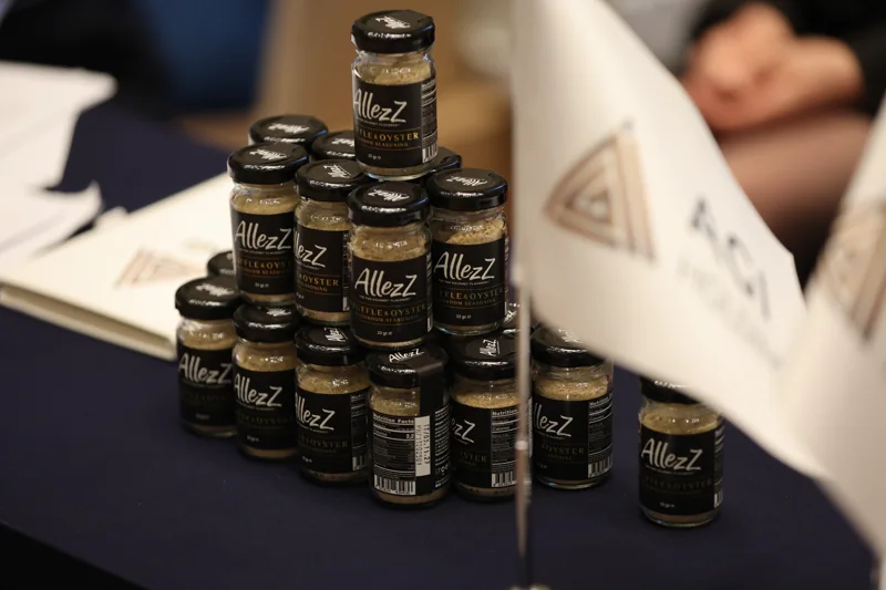 Products displayed at an exhibition stand at GIF Georgia 2025.